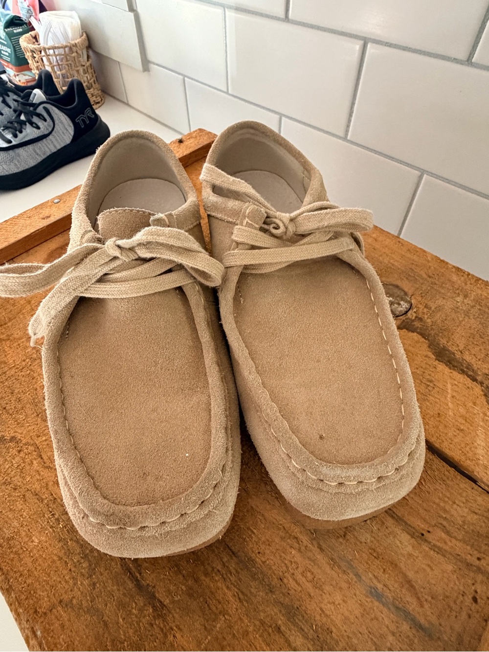 Project Cloud Beige Suede Moccasin Style Lace-Up Shoes